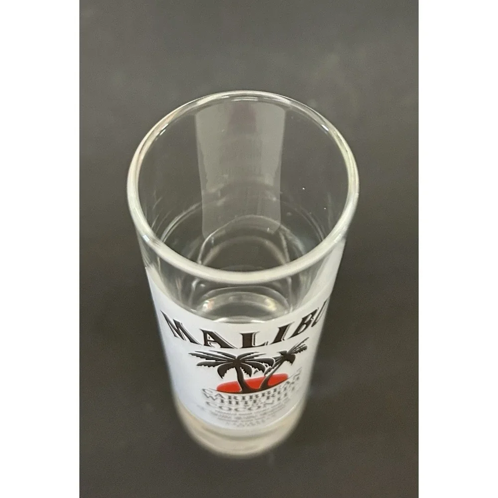 MALIBU Caribbean White Rum Coconut Shot Glass Distillery Advertising Clear 4in